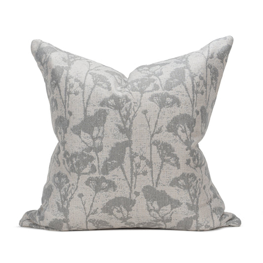 Sunbrella Skylar Quarry Grey Floral Tonal Outdoor Throw PIllow