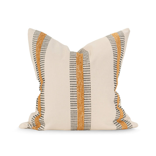Gold Chenille Stripe Throw Pillow with Black