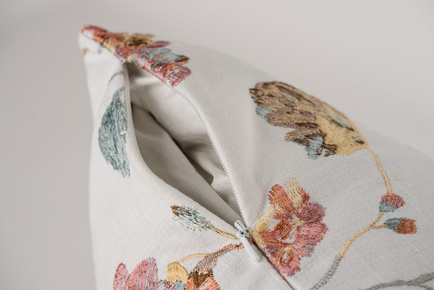 Ella Meadow Floral Embroidered Pillow Cover 20" x 20"