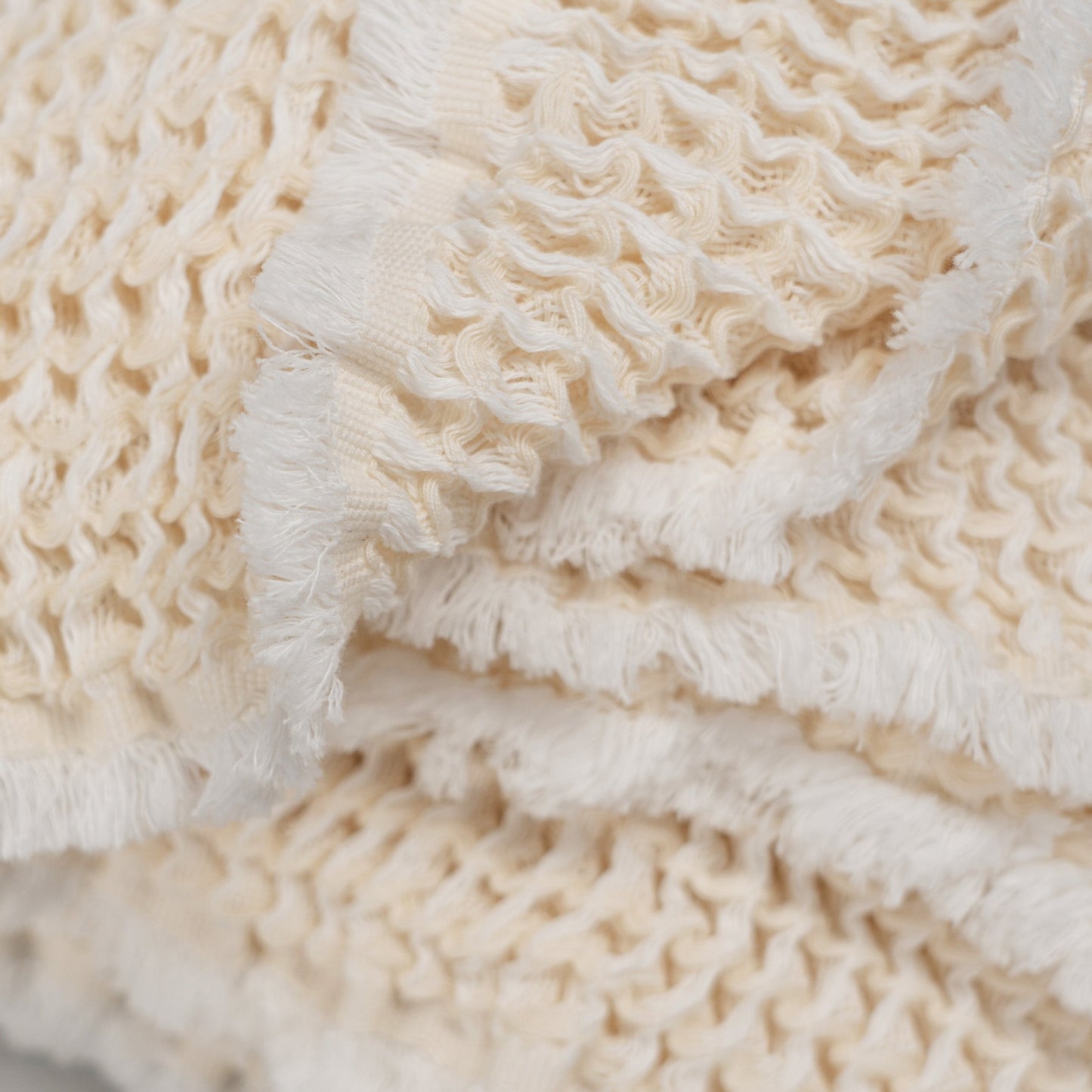 Cream Ansley Waffle Throw Blanket