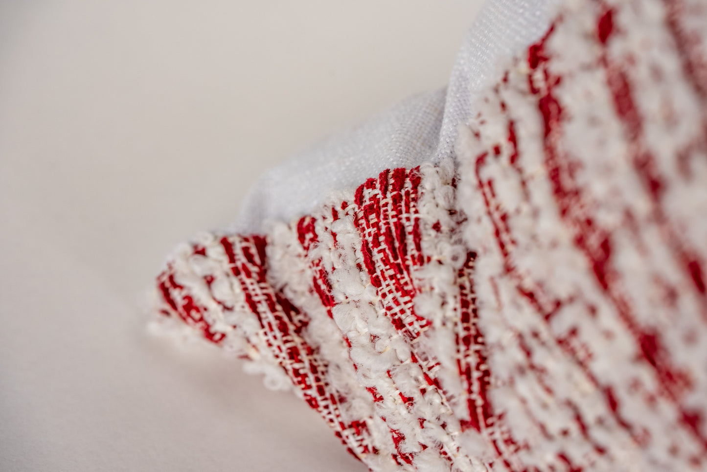 Tammy Red Velvet Chenille Stripe Throw Pillow