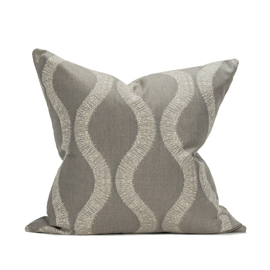 Sunbrella Overlook Quarry Grey Wave Throw Pillow Cover