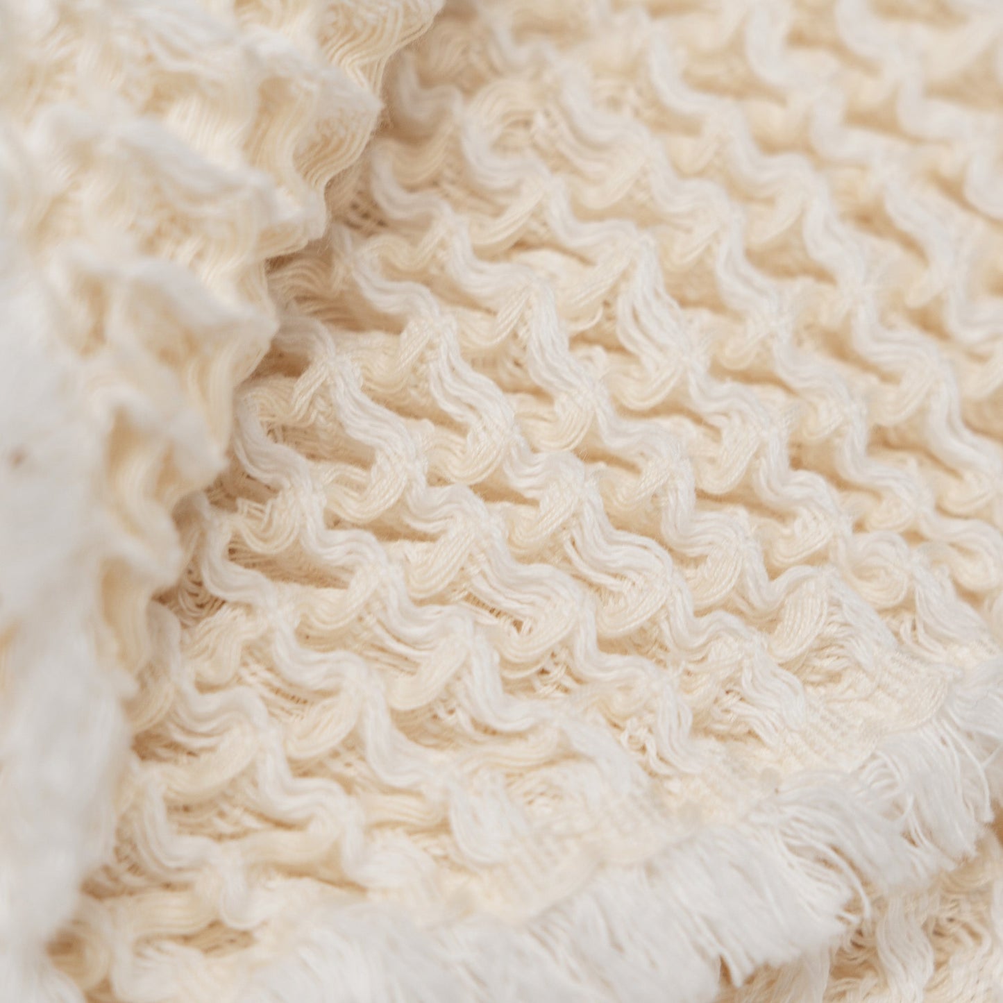 Cream Ansley Waffle Throw Blanket