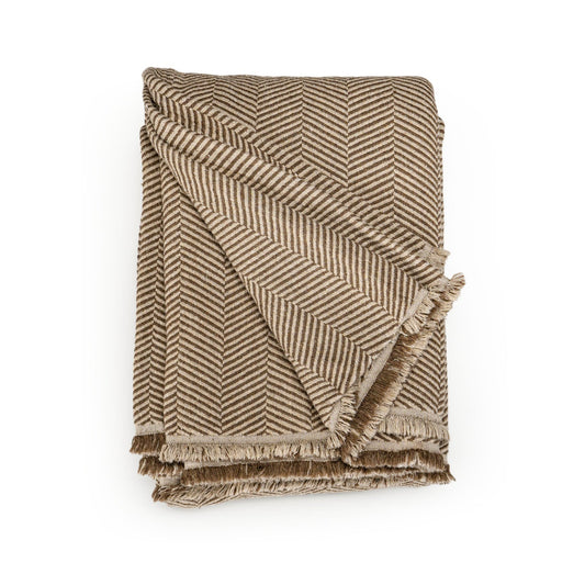 Ivory Herringbone Throw