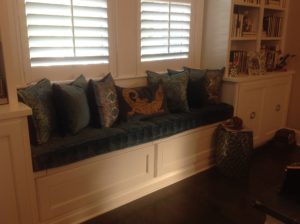 hand tufted window seat cushion blue velvet