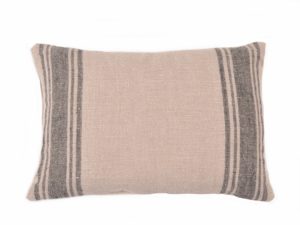 Farmhouse Belgian Linen Black Stripe Pillow Cover