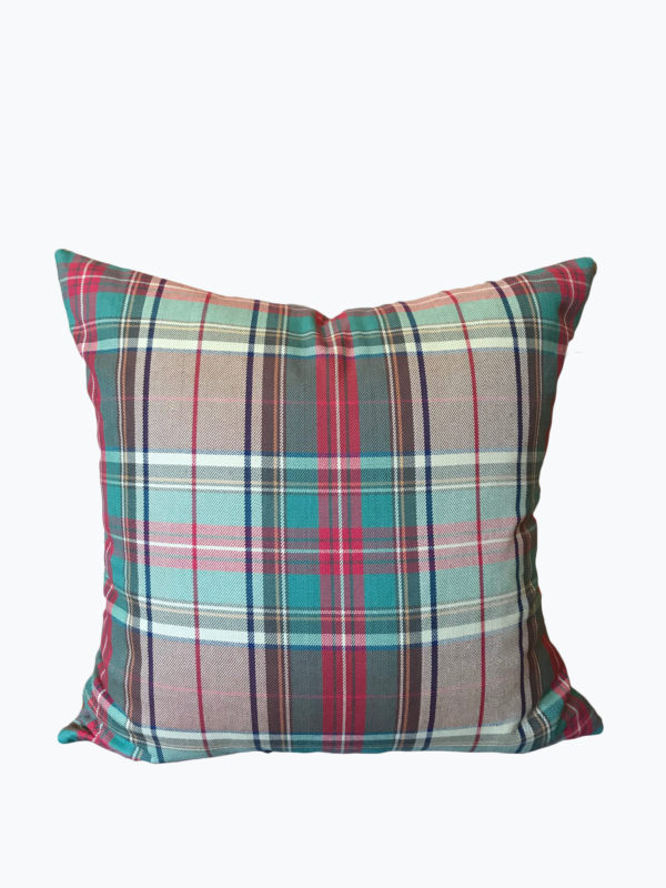 Tan Red Green Holiday Plaid Pillow Cover