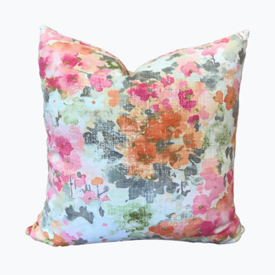 Watercolor Floral Pink/Orange Pillow Cover
