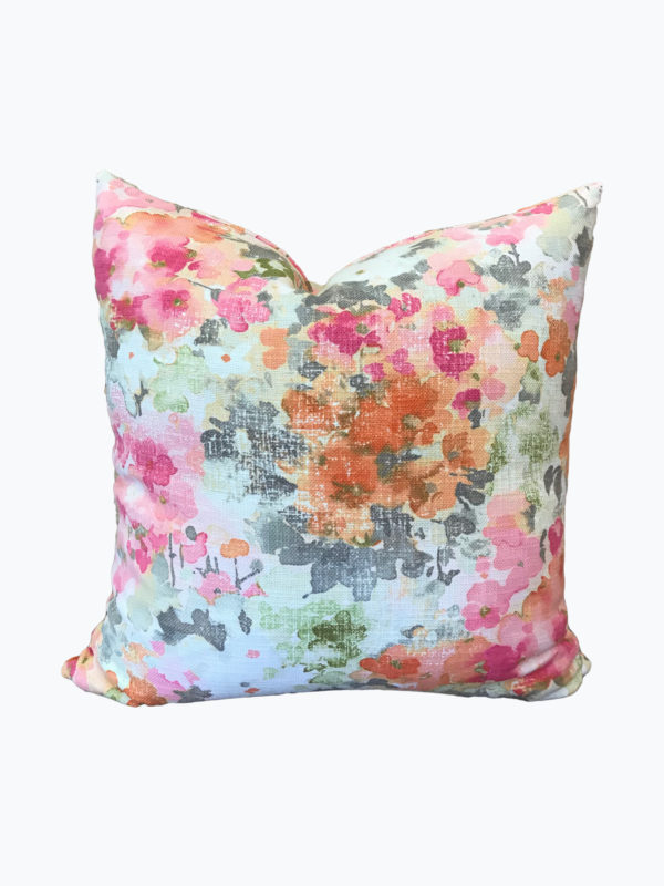 Watercolor Floral Pink/Orange Pillow Cover