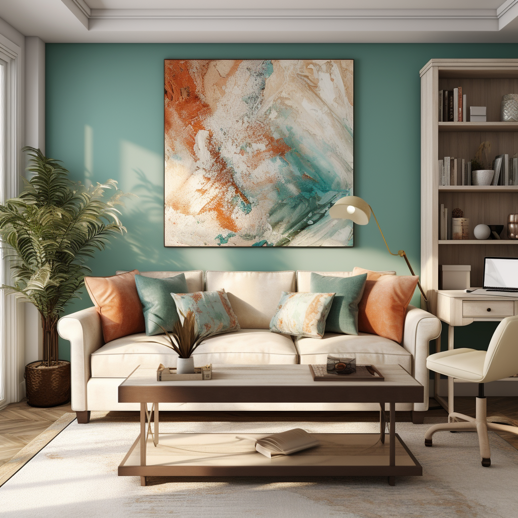 Modern Turquoise Living Room 